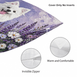 Housse de coussin décorative personnalisée, style peinture à l'huile, représentant un animal de compagnie et un motif floral, avec prénom – Décoration d'intérieur, cadeau d'anniversaire pour les propriétaires d'animaux et les amoureux des animaux