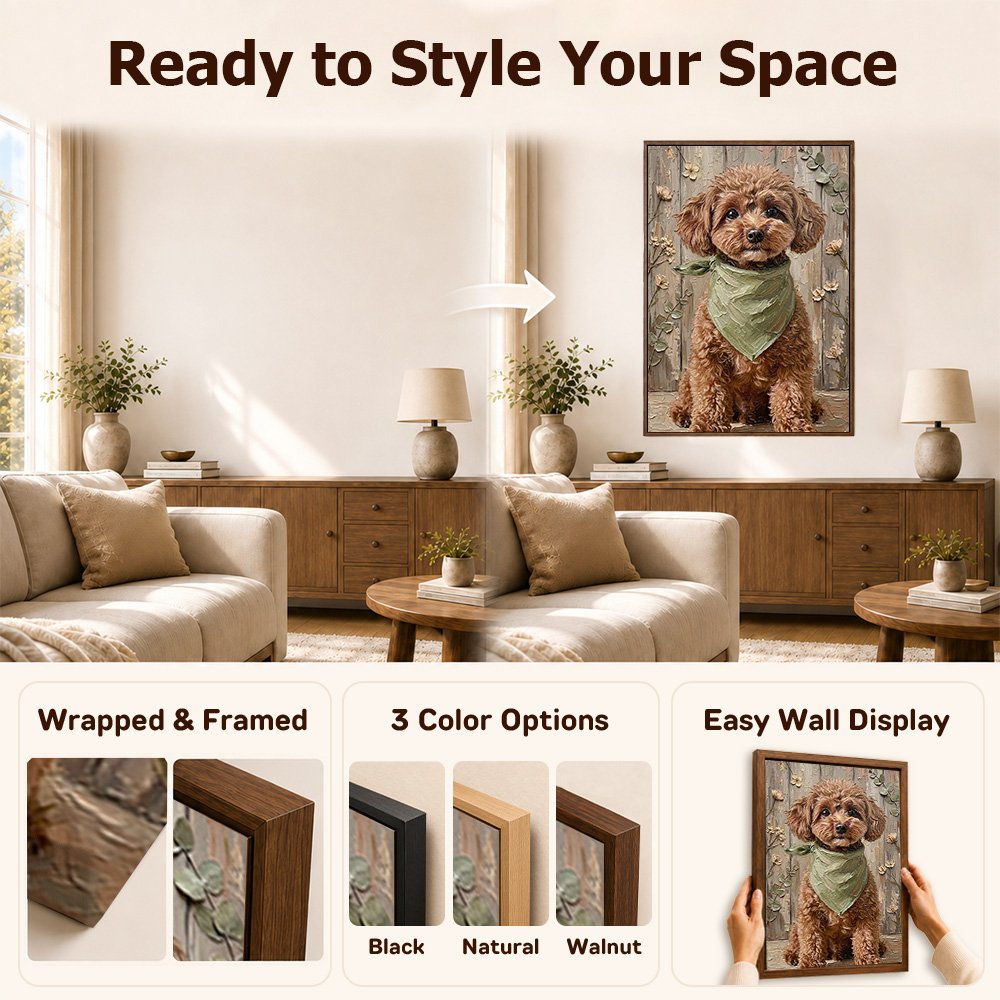Personalized Floral Wooden Wall Spatula Oil Painting Style Pet Photo Canvas Prints with Text Home Decor Birthday Gift for Pet Owners 12
