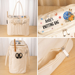 Personalized Birth Flower Yarn Pattern Multifunctional Canvas Storage Bag with Name and Text Sewing Birthday Gift for Knitting Lover Mother 8