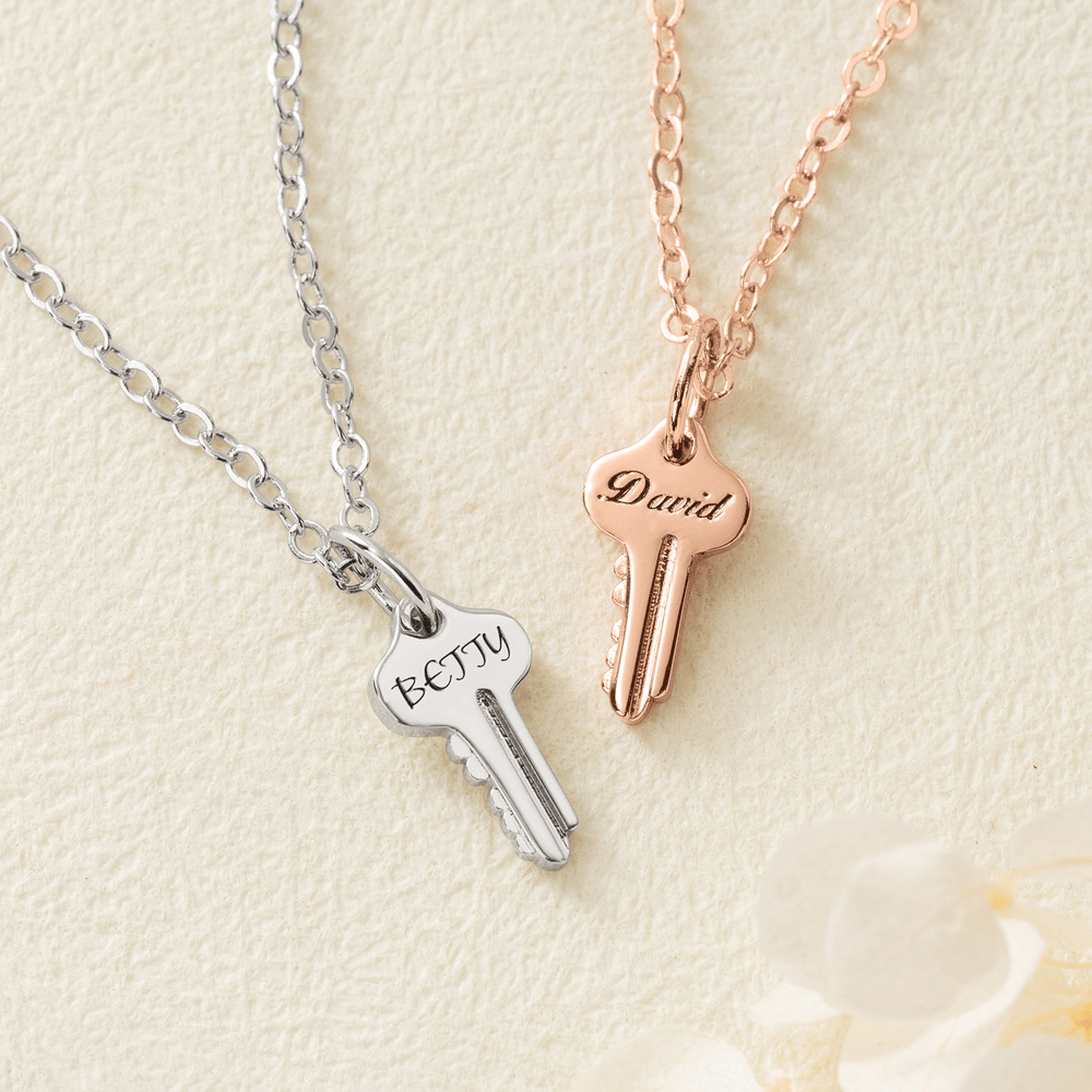 Personalized Dainty Key Sterling Silver Necklace with Engraved Name Christmas Birthday Anniversary Gift for Women Girlfriends Wives 3