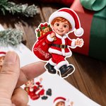 Personalized 3D-Effect Artwork Cartoon Santa Character Photo Stickers with Name Christmas Gift for Family Kids