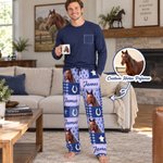 Pantalon de pyjama doux personnalisé à motif de cœurs multicolores en damier, avec nom, pour la maison. Cadeau d'anniversaire ou de Noël pour les amoureux des animaux de compagnie