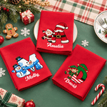 Personalised Santa Claus Snowman Gingerbread Man Initial 100% Cotton Christmas Napkin with Name Table Decor Christmas Gift for Kids Family Friends