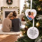 Personalised Watercolor Cartoon Back View Ceramic Ornament with Text Tree Decor Christmas Gift for Besties Friends Women