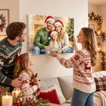 Personalised Christmas Theme Watercolor Style Family Photo Canvas Prints with Text Home Decor Christmas Birthday Gift for Family 6