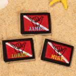 Etiqueta personalizada para chaleco de buceo (BCD) con diseño bordado de la bandera de buceo «Hang Loose», con nombre, fecha de nacimiento, equipo o club; regalo ideal para buceadores y amantes del buceo 1