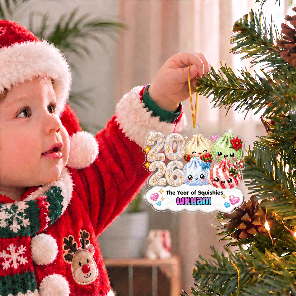 Personalized Christmas Theme Dumpling Acrylic Hanging Ornament with Name Tree Decoration Christmas Gift for Family Kids Friends 8