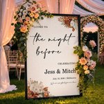Personalised Minimalist Floral Welcome To the Night Before Celebrating Wedding Welcome Sign Poster with Name and Text Wedding Gift for Newlyweds