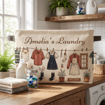Personalized Hand-Drawn Clothesline Print Large Capacity Laundry Basket with Text and Handle Bedroom Decor Birthday Christmas Gift for Family Mom 2