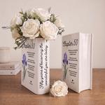 Personalised Birth Flower Ceramic Book Vase with Name Year and Text Home Decor Anniversary Gift for Bookworms Flower Lovers