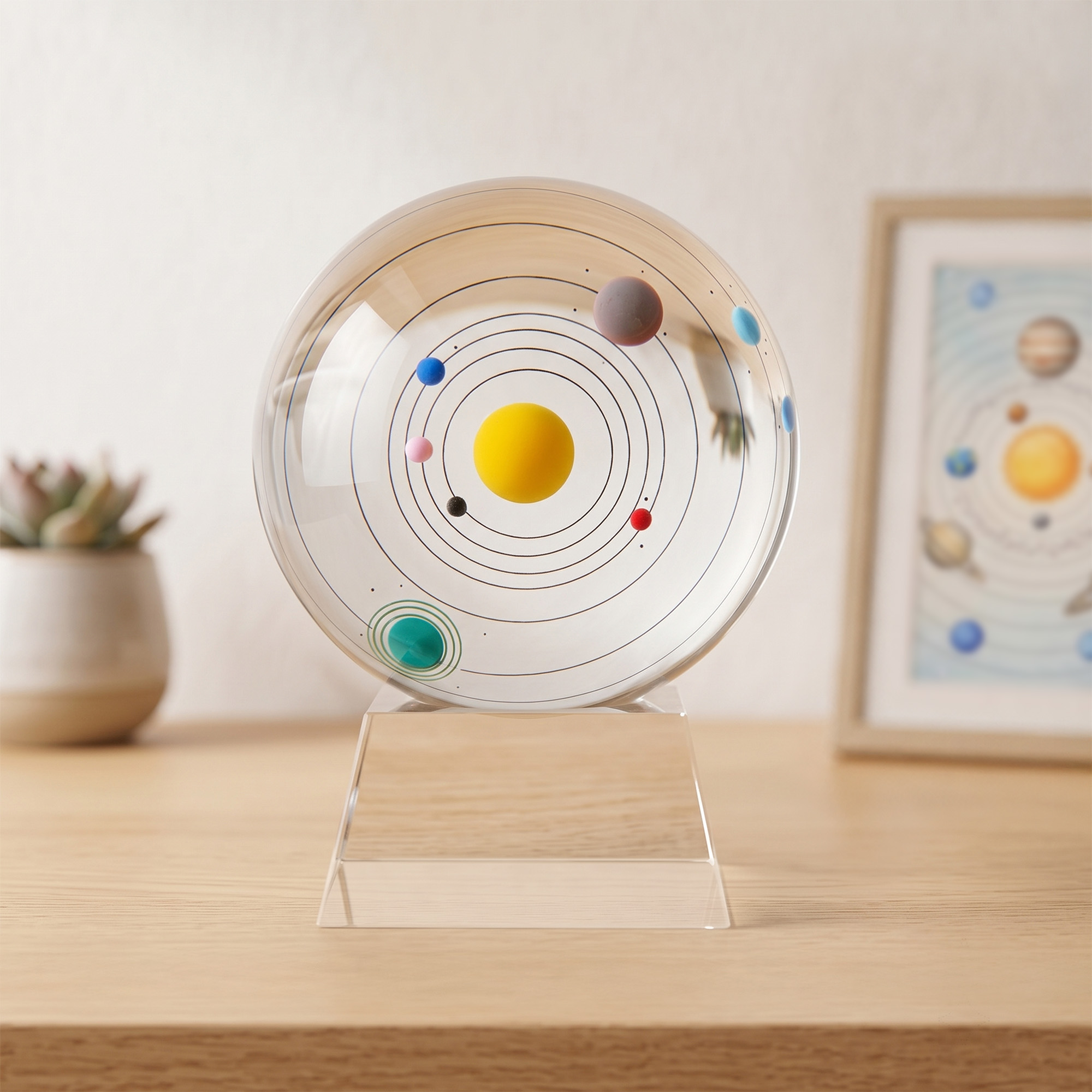 Personalisierte 3D Solar System Kristallkugel für Familie Freunde Kinder Geschenk