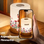 Personalisiertes LED Nachtlicht mit Geburtsblumen & Namen | Touch Lampe in Holzoptik | Kabellos & Dimmbar | Geburtstagsgeschenk für Frauen & Kinder