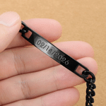 Personalized Stainless Steel Nameplate Adjustable Cuban Chain Bracelet Valentine's Day Anniversary Birthday Gift for Men