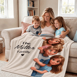 Personalised 3D-Effect Artwork Cartoon Peeking Character Photo Soft Throw Blanket with Text Home Decor Christmas Holiday Gift for Family Friends