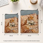 Custodia per libri personalizzata con foto dell'animale in stile pittura a olio, con cerniera e tasca - Regalo per lettori
