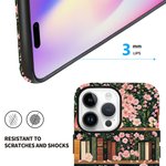 Gepersonaliseerde vintage geboortebloem-boekenplank-telefoonhoesje met twee lagen voor iPhone en Samsung, met naam – geschikt voor dagelijks gebruik, verjaardagscadeau voor boekenliefhebbers en vrouwen