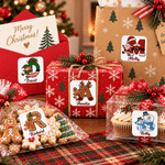 Personalised Christmas Theme Santa Snowman Initial Pattern Waterproof Stickers with Name Christmas Party Holiday Gift for Kids Friends Family