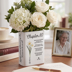 Personalised Birth Flower Ceramic Book Vase with Name Year and Text Home Decor Anniversary Gift for Bookworms Flower Lovers