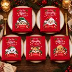 Personalised On the Nice List Christmas Element Design Reusable 100% Cotton Red Napkin with Name Table Decor Christmas Gift for Family