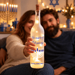Personalized Warm LED Hanukkah Menorah Glass Bottle Lamp with Family Name and Text Home Decor Hanukkah Gift for Jewish Family