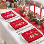 Personalized Cartoon Christmas Character 100% Cotton Red Napkin with Name Table Decor Christmas Party Gift for Kids Family 5