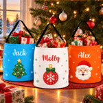 Personalised Christmas Theme Santa Claus Gingerbread Man LED Light Candy Bucket with Name Christmas Party Gift for Kids