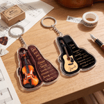Gepersonaliseerde acryl-sleutelhanger met 3D-effect in de vorm van een gitaar of viool, met naam; geschikt voor dagelijks gebruik, verjaardags- of kerstcadeau voor violisten en gitaristen 2