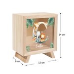 Personalisierte Holz-Spardose mit niedlichen Waldtieren | mit Namen und Initiale | Schulanfang Geburtstag Geschenk für Kinder