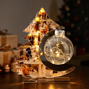 Gepersonaliseerde kerstboom met familiefoto’s – LED-nachtlampje – woondecoratie – kerst-, jubileum- en verjaardagscadeau voor het gezin of een stel