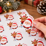 Personalized Cute Santa Claus Snowman Label Waterproof Stickers with Name Gift Decor Christmas Party Gift for Family Friends