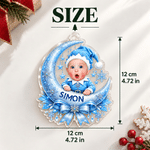 Personalised 3D-Effect Artwork Photo Blue Moon Snowflake Acrylic Christmas Ornament with Name Tree Decor Christmas Gift for Family Kids