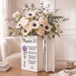 Personalised Birth Flower Ceramic Book Vase with Name Year and Text Home Decor Anniversary Gift for Bookworms Flower Lovers