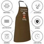 Delantal de cocina ajustable y personalizado con foto de un personaje de dibujos animados multicolor, con frase, nombre y bolsillo; ideal como regalo de cumpleaños para una barbacoa al aire libre para el dueño de una mascota 9