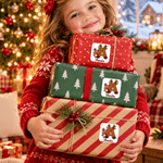 Personalised Christmas Theme Santa Snowman Initial Pattern Waterproof Stickers with Name Christmas Party Holiday Gift for Kids Friends Family