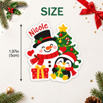 Personalized Cute Santa Claus Snowman Label Waterproof Stickers with Name Gift Decor Christmas Party Gift for Family Friends