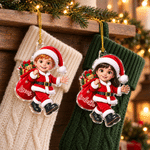 Personalized 3D-Style Art Cartoon Photo Acrylic Ornament with Name Tree Decoration Christmas Gift for Families