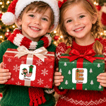 Personalised Christmas Theme Santa Snowman Initial Pattern Waterproof Stickers with Name Christmas Party Holiday Gift for Kids Friends Family