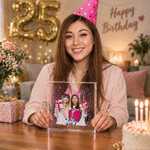 Personalised Balloon Heart Milestone Photo Square Acrylic Plaque with Name and Number Table Decor Birthday Party Gift for Besties Family Couple Kids