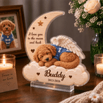 Personalised 3D-Style Artwork Angel Wing Pet Photo Moon Cloud Layered Acrylic Decoration with Name and Year Home Decor Sympathy Gift for Pet Owners