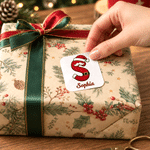 Personalised Christmas Theme Santa Snowman Initial Pattern Waterproof Stickers with Name Christmas Party Holiday Gift for Kids Friends Family