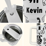 Personalised Emergency Services Pattern 20 oz Skinny Tumbler 40 oz Tumbler with Name and Straw Retirement Birthday Gift for 911 Dispatcher