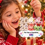 Personalized Christmas Theme Dumpling Acrylic Hanging Ornament with Name Tree Decoration Christmas Gift for Family Kids Friends 5