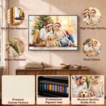 Personalised Christmas Theme Watercolor Style Family Photo Canvas Prints with Text Home Decor Christmas Birthday Gift for Family 12