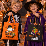 Personalised Halloween Theme Ball Large Canvas Trick or Treat Candy Bag with Name Daily Use Halloween Gift for Sports Lover Kid