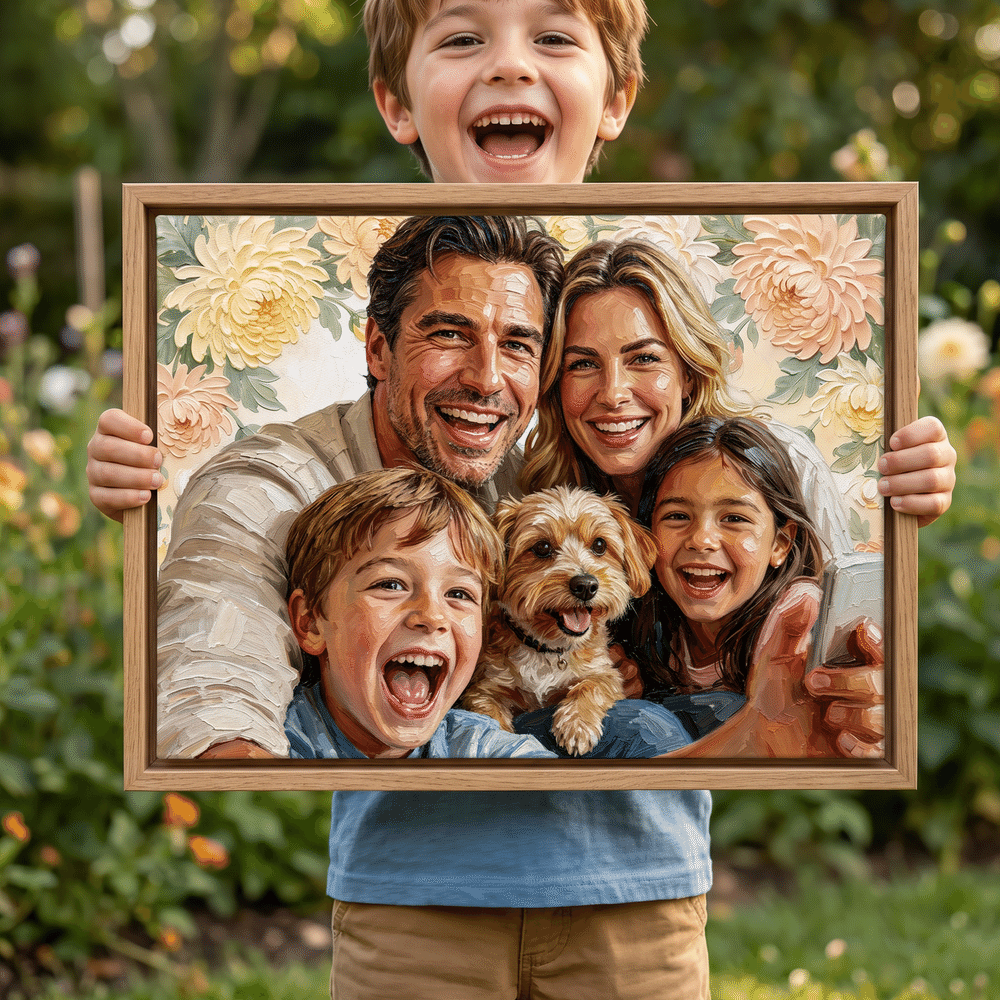 Gepersonaliseerde fotodoeken in olieverfstijl met geboortebloem en naam – woondecoratie en verjaardagscadeau voor familie en vrienden 8