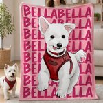 Couverture moelleuse personnalisée avec nom et photo transformée en style aquarelle - Cadeau d'anniversaire pour propriétaires d'animaux de compagnie
