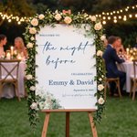 Personalised Minimalist Floral Welcome To the Night Before Celebrating Wedding Welcome Sign Poster with Name and Text Wedding Gift for Newlyweds