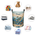 Personalized 1-10 Sea Turtles Large Capacity Storage Laundry Basket with Names Room Decor Birthday Gift for Sea Turtle Lovers Kids