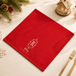 Personalised Vintage Luxury Christmas Initial 100% Cotton Red Napkin with Name Table Decor Christmas Gift for Family Friends