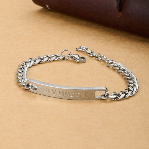 Personalized Stainless Steel Nameplate Adjustable Cuban Chain Bracelet Valentine's Day Anniversary Birthday Gift for Men